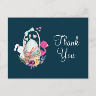 Baby Duscheier, Flaingo & Bunny Party Danke Postkarte