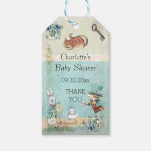 Baby-Duschen-Alice im Wunderland danken Ihnen Geschenkanhänger