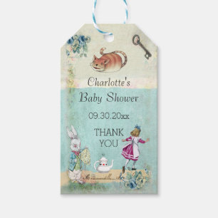 Baby-Duschen-Alice im Wunderland danken Ihnen Geschenkanhänger
