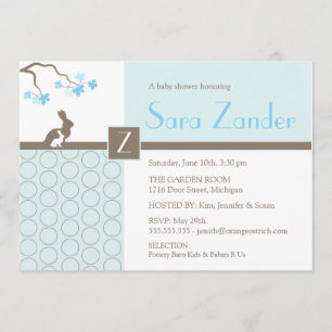 Baby-Duschen-Einladung - Mutter-und Baby-Häschen Einladung