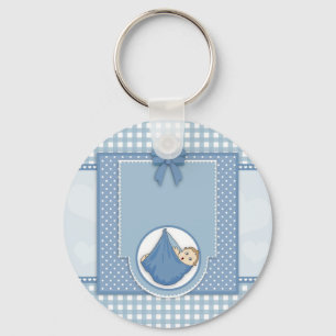 Baby-Duschen-Jungen-blaue Schlüsselanhänger