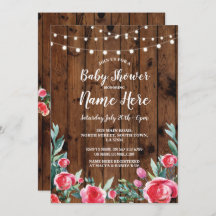 Baby-Duschen-Party-Rosen-Blumenholz lädt ein