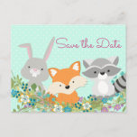 Baby-Duschen-Save the Date Postkarte<br><div class="desc">Postkarten der Babydusche Save the Date mit entzückenden Waldtieren auf einem tadellosen grünen Polkapunktmit blumenhintergrund. Sie können diese niedlichen Postkarten der Babydusche leicht Save the Date besonders anfertigen,  indem Sie einfach Ihre Ereignisdetails addieren.</div>