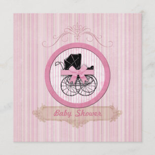 Baby-Duschen-Shabby Chic-Rosa-Einladung Einladung