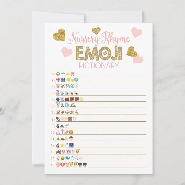 Baby-Duschen-Spiel-Kinderzimmer-Reim u. Preis ist Einladung (Vorderseite)