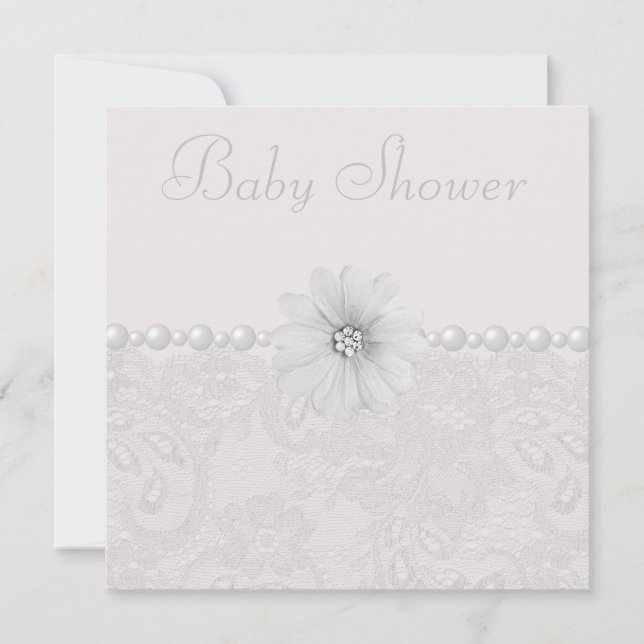 Baby-Duschen-Vintage Paisleyspitze, -Blumen u. Einladung (Vorderseite)