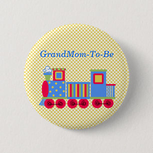 Baby-Duschen-Zug-Großmutter-Button-Knopf Button