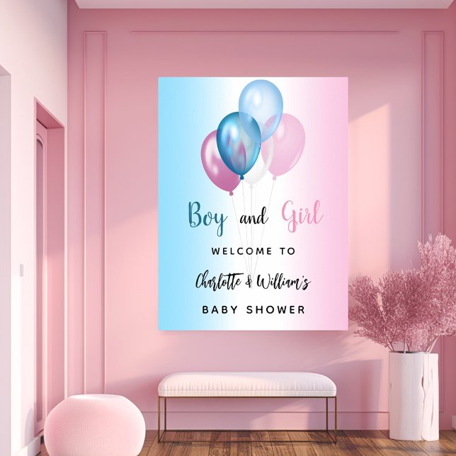 Baby Duschjunge Mädchen Blue Pink Begrüßung Poster (Von Creator hochgeladen)