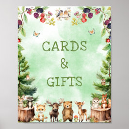 Baby-Duschkarten und Geschenkschild für Holztiere Poster