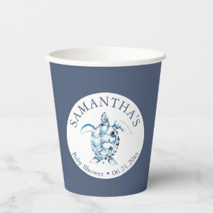 Baby Duschpapier Cups Boy Blue Sea Turtle Pappbecher