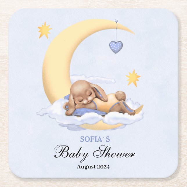 Baby Duschpapier Untersetzer ein niedlicher Hase. (Vorderseite)