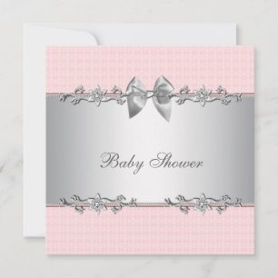 Baby-Duschparty für Mädchen in Rosa und Grau Einladung