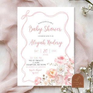 Baby-Duschparty mit rosa Blüten Einladung