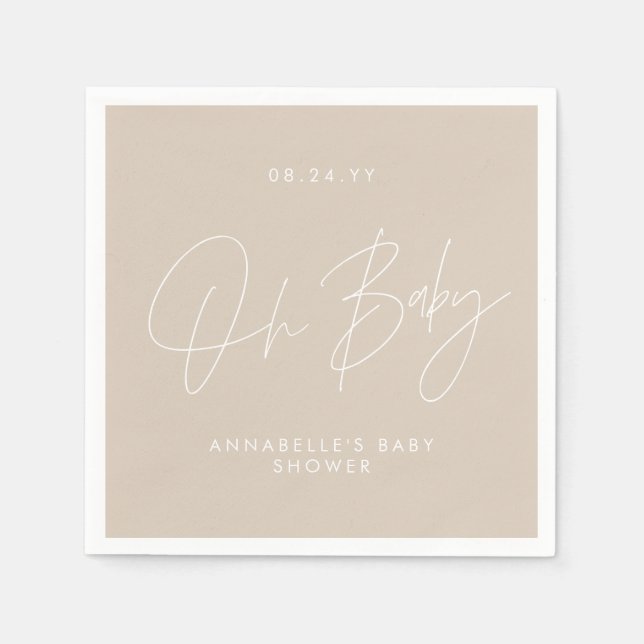 Baby-Duschskript, modern, natürlich Serviette (Vorderseite)