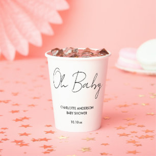 Baby Duschskript modern weiß und schwarz elegant Pappbecher