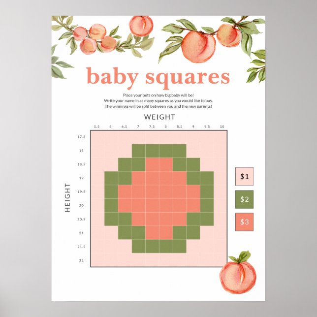 Baby-Duschwettplätze für Sweet Peach unterzeichnen Poster (Vorne)