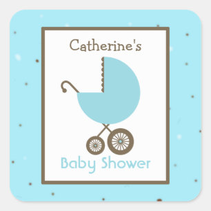 Baby Duwer Blue Carriage & Robin's Egg Quadratischer Aufkleber
