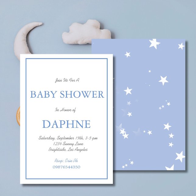 Baby Duwer Blue Stars Einladung (Von Creator hochgeladen)