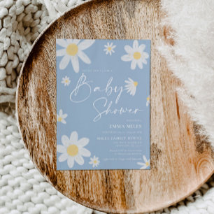 Baby Duwer Einladung Dusty Blue Daisy