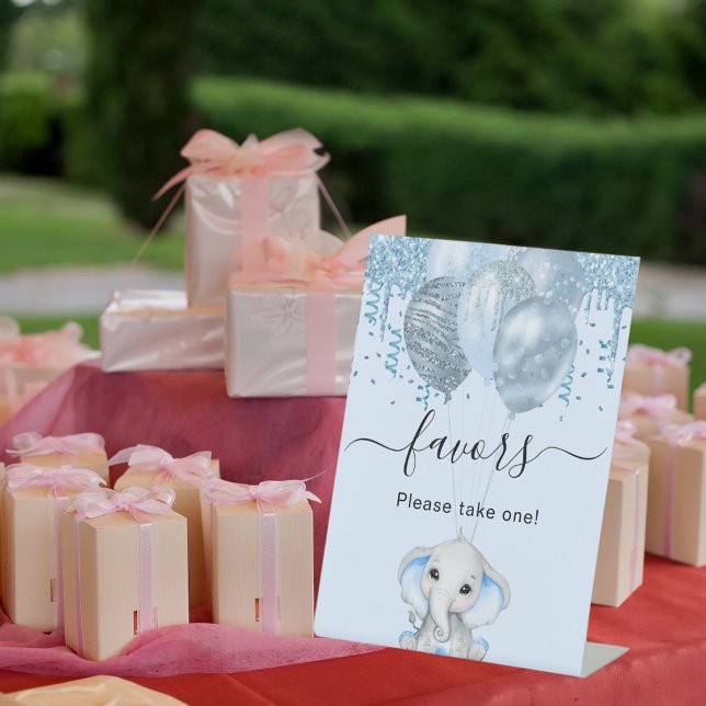 Baby Duwer Elefant Junge blauen Ballons bevorzugt Sockelschild (Von Creator hochgeladen)