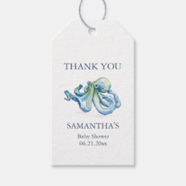 Baby Duwer Favor Tags Boy Blue Octopus Geschenkanhänger