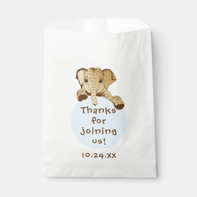 Baby Duwer Gevor Bag, Gold Blue Elephant Geschenktütchen (Vorderseite)