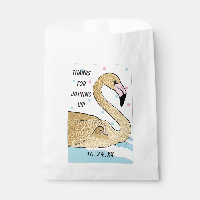 Baby Duwer Gevor Bag, Gold Flamingo Baby & Mommy Geschenktütchen (Vorderseite)