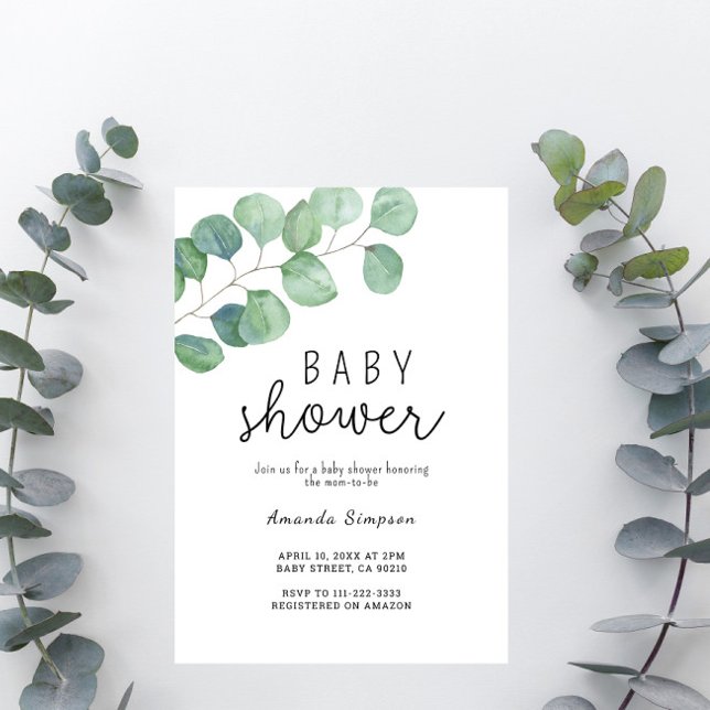 Baby Duwer Greenery Eucalyptus Einladung (Von Creator hochgeladen)