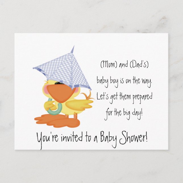 Baby Duwer Invitation Blue Duck/Quackup Einladungspostkarte (Vorderseite)