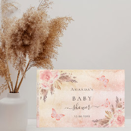 Baby Duwer Pampas Gras Rose Goldschmetterlinge Gästebuch