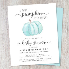 Baby Duwer Pumpkin Blue Wassercolor Einladung