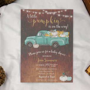 Baby Duwer Pumpkin Truck Rustikales Barnholz Herbs Einladung
