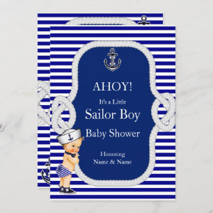 Baby Duwer Sailor Boy Blue Stripe Blonde Einladung