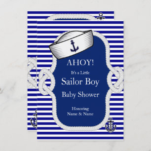 Baby Duwer Sailor Hat Boy Blue Stripe Einladung