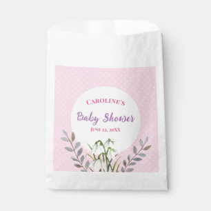 Baby Duwer White Snowdrops Pink Polka Dots Geschenktütchen