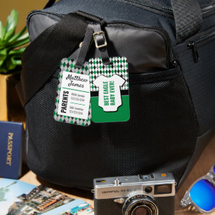 Baby Eagle Green Black Raute Muster Bag Tag Gepäckanhänger