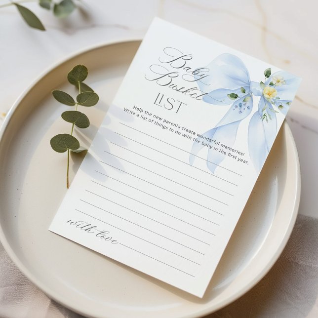 Baby Eimer Liste Blue Bow Babyduschkarte (Von Creator hochgeladen)