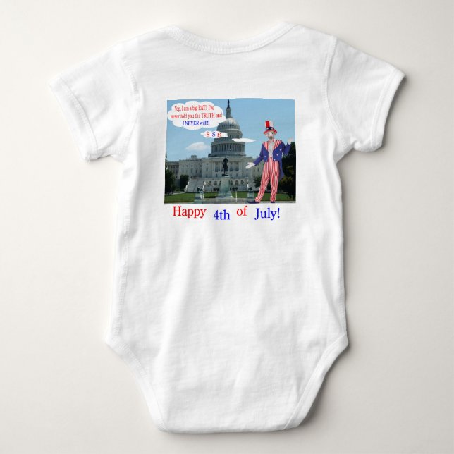 Baby ein Stück. Glücklicher 4. Ratte/Unclesam Strampler (Rückseite)