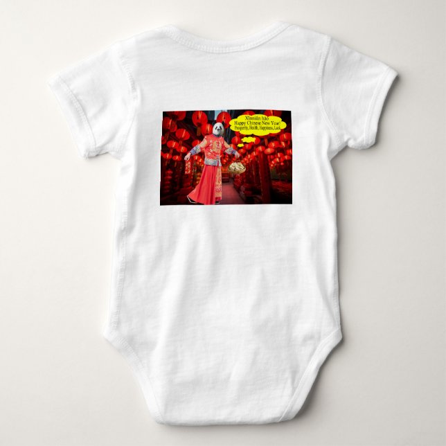Baby ein Stück. Happy Chinese New Year. Panda/ma Strampler (Rückseite)