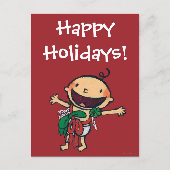 Baby eingewickelt in den Bögen für Weihnachten (Vorderseite)