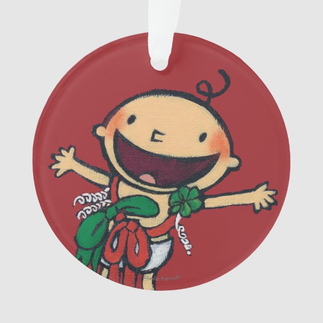 Baby eingewickelt in den Bögen für Weihnachten Ornament (Vorderseite)