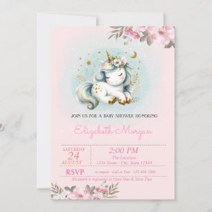 Baby Einhorn Florale Babyparty Einladung