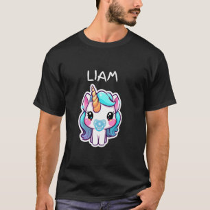 Baby-Einhorn mit blauem Schnuller, personalisiert T-Shirt