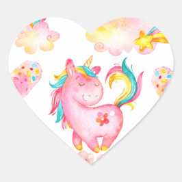 Baby Einhorn spielen in ihrem Garten Multi Produkt Herz-Aufkleber