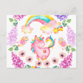 Baby Einhorn spielen in ihrem Garten Multi Produkt Postkarte