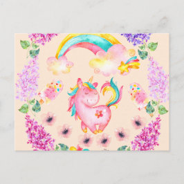 Baby Einhorn spielen in ihrem Garten Multi Produkt Postkarte