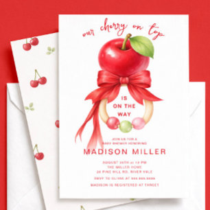 Baby-Einladung "Kirsche auf dem Sahnehäubchen" Einladung