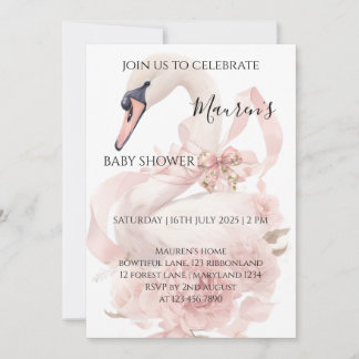Baby-Einladung zum Mädchen-Shower mit rosa Schleif Einladung
