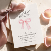 Baby-Einladung zur Babyparty mit rosa Schleife
