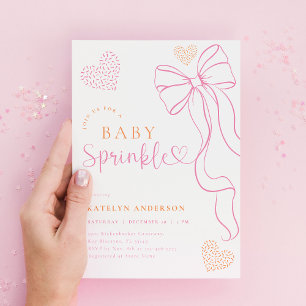 Baby-Einladung zur Babyparty mit rosa Schleife Einladung